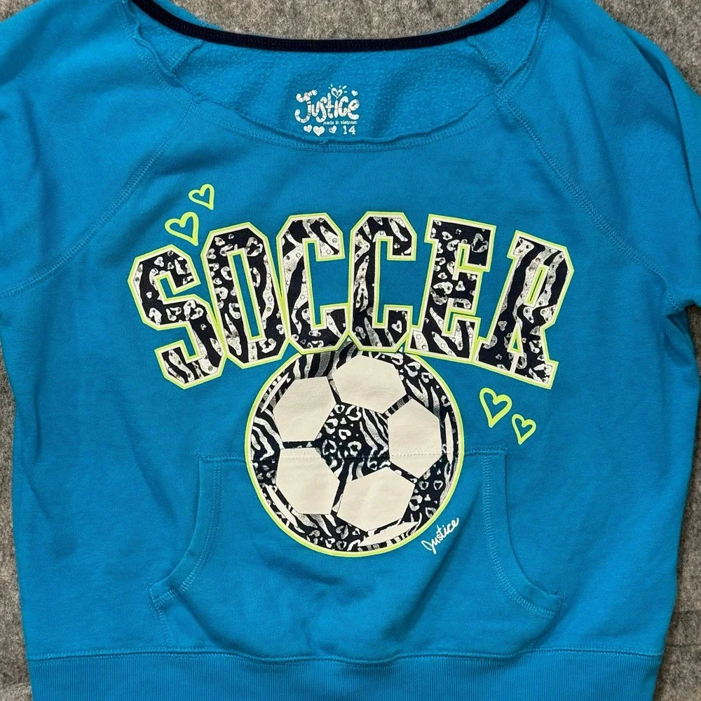 Cute Justice Soccer Long Sleeve Pull Over Size 14‎
